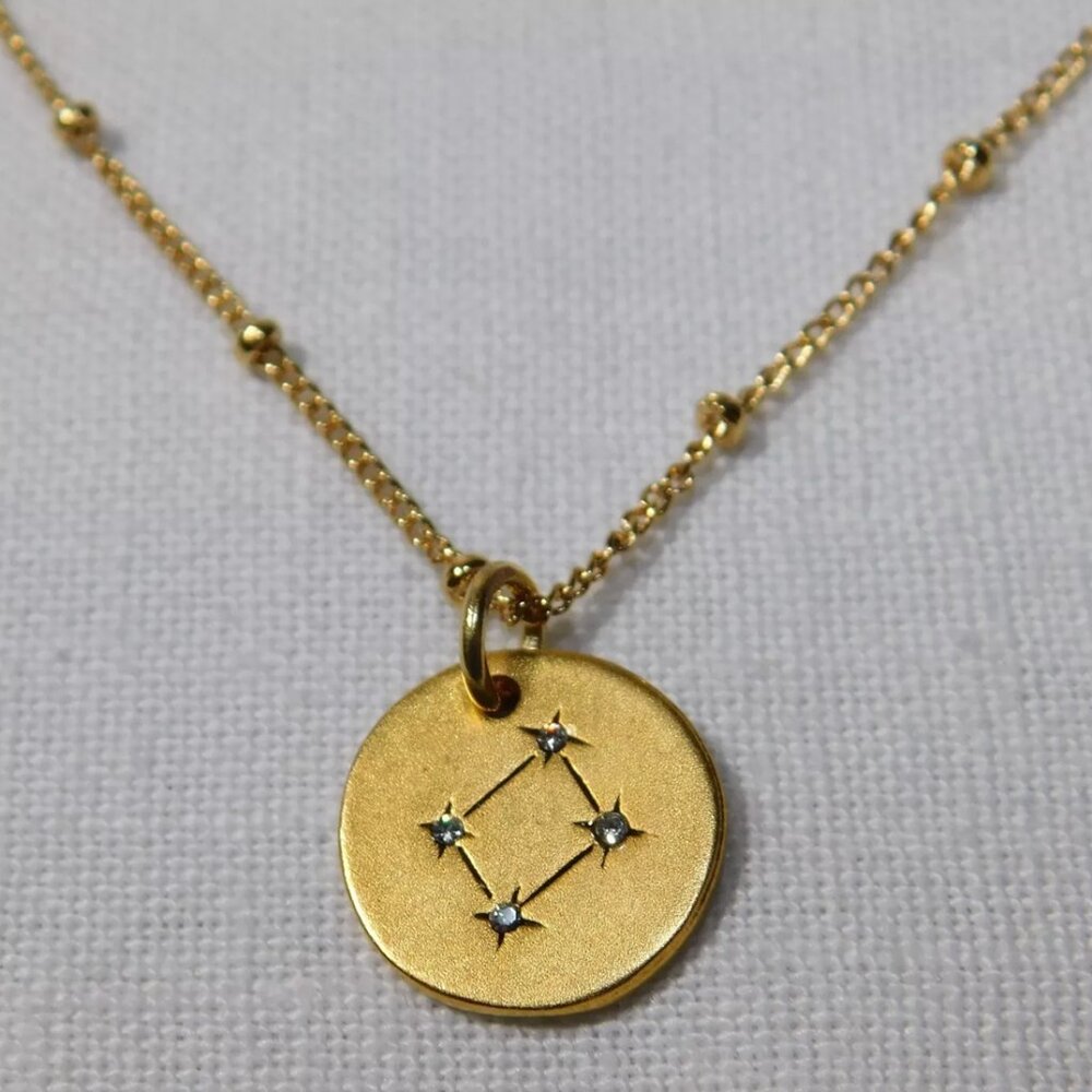 Sequin NYC 22K Gold Plated Libra Constellation Pendant Necklace